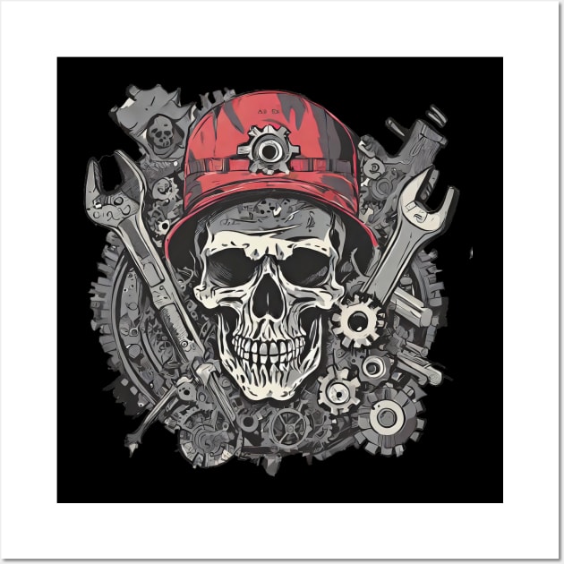 Skull steampunk monochrome Wall Art by Tjhtt Autoarts